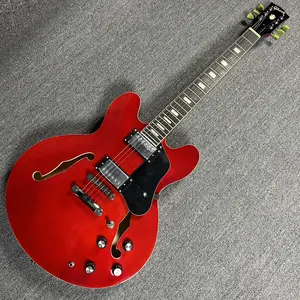 GIB Red ES 335 6 Strings Electric Guitar, Rosewood Fingerboard, Semi Hollow with Maple Body, HH Pickups, Chrome Hardware