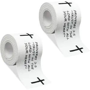 2Pcs Christian Cross Athletic Sports Wrap Tape 2in x 23ft Jesus Cotton Zinc Oxide White Wrist Tape for Tennis Baseball Soccer Boxing, Christian Gifts for Men Women