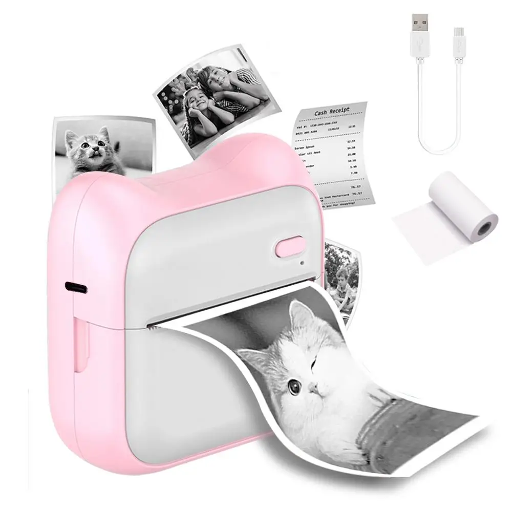 USB Powered Mini Thermal Photo Printer, 1 Piece Instantly Wireless Bluetooth-compatible Photo Printer with Accessories, Portable Label Printer for Hom