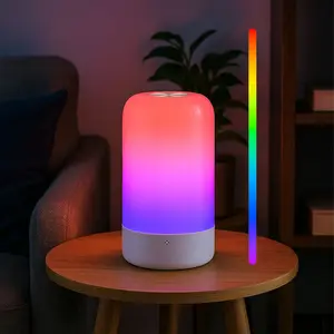 Touch Sensitive Bedside Lamp, RGB Night Light LED Desk Lamp with 13 Dreamy Colors & 3 Level Dimmable Brightness, USB Powered, Ideal for Bedroom, Kids Room, Bathroom, Perfect Christmas Decor & Great Gift Choice