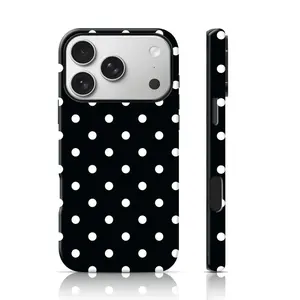 Polka Dot iPhone Case for iPhone17 ProMax 16Pro 15 14 13 12  Double Layer Protective Shockproof Smartphone Cover air pro vintage design Custom Monogram Pink Striped Phone beautiful lurvia