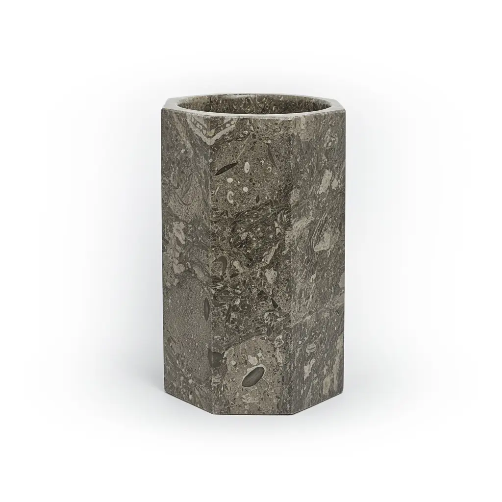 Marmor Krafts Star Marble Utensil Holder – 8 Inch Handmade Hexagonal Marble Utensil Crock for Kitchen Counter, Spatula & Spoon Organizer, Luxury Kitchen Caddy