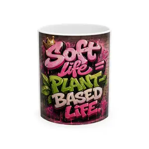 Soft Life = Plant-Based Life Mug | Vegan Graffiti Coffee Cup