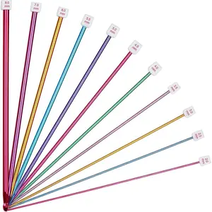 Tunisian Crochet Hooks Set, Multicolor 11pcs Aluminum Tunisian Crochet Hooks B-L for Crocheting Lovers & Beginners (2mm to 8mm)