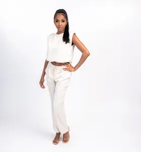 "Ivory Elegance" Drawstring Trousers