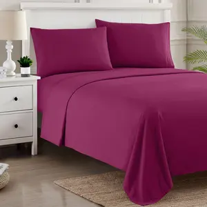 4 Piece Sheet Set, Ultra Soft 1800 Series Collection - Queen, Berry