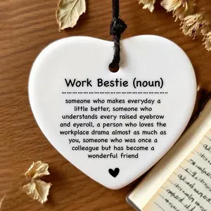 1pc Love Ceramic Ornaments, The Best Gifts For Work, Ceramic Souvenirs, Colleagues' Birthdays, Colleagues' Gifts, Work Friends' Gifts, Family Ornaments, Wall Hanging Ornament, Decorative Ornament, Decoration