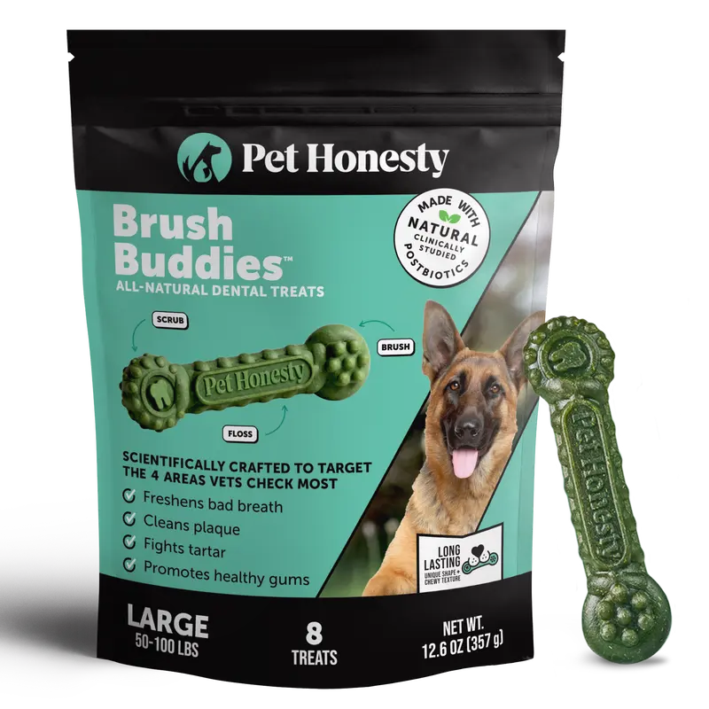 Brush Buddies All-Natural + Long Lasting Dental Treats for Large Sized Dogs - 8 Count