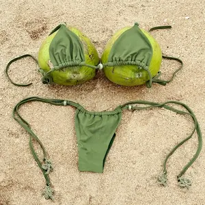 2026 classic women’s low-rise tie mini bikini two-piece set—fashionable solid-color strappy two-piece swimsuit for holidays, casual beachwear, swimwear, hot springs wear, and party outfits