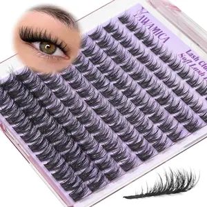 Thin Fluffy Eyelash Clusters 8-14mm Short Lashes Natural CC Curled False Eyelashes Extensions Individual Eyelash Extensions DIY Cluster Eyelash Extension Kit