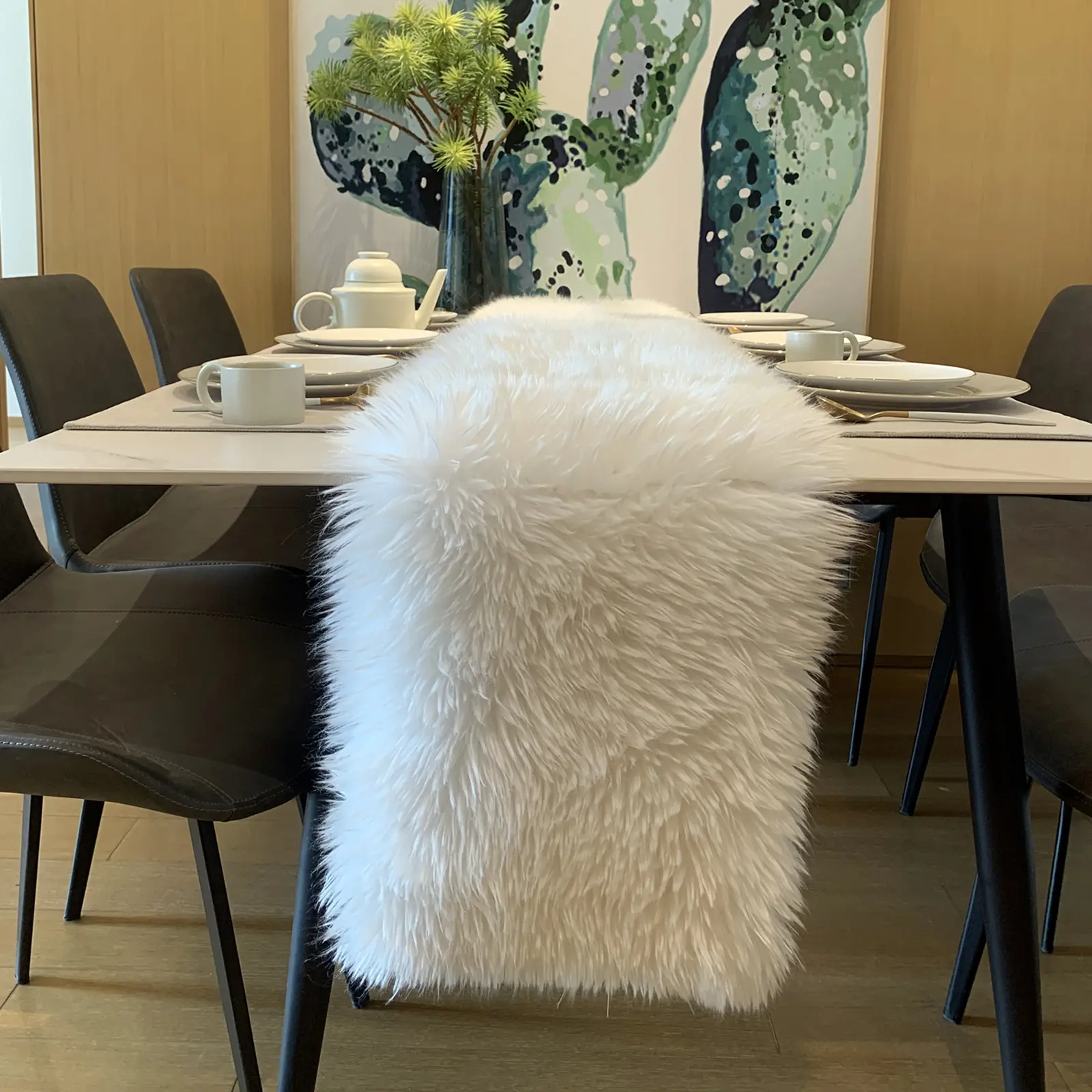 Faux Fur Table Runner,Table Runner for Soft Luxury Winter Decor Xmas White Fur Table Runner Decorations, Party Birthday Dresser Fur Cover Coffee Table Runners(White, 12x71 inches) Dinner halloween decor christmas decorations halloween outdoor decor