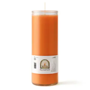 Orange Glass Pillar Candle - 90 Hour Long Burn | Vela Anaranjada