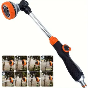 18.5 Inch Garden Watering Wand, 8 Spray Patterns, Thumb Control Flow, 180° Rotating Head, Ideal for Hanging Baskets, Lawn, Garden, Car Washing