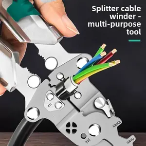 Electrician's special tool with electric testing, wire separation, wire winding, wire pressing functions, folding electrician pliers, multi-functional wire stripper