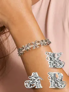 26 Letter Vine Pattern Beaded Bracelet, Fashionable Jewelry for Women & Men, Trendy All-match & Exquisite Jewelry for Birthday Gift, Letter Link Bracelet