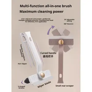 Multifunctional rotating crevice brush for home bathroom, long-handled hard-bristled brush for cleaning floor gaps without dead angles scrub