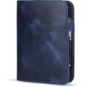 A5 Journal Cover Refillable Notebook Cover, Fits 5.75 x 8.25 in, Card Slots Pocket & Pen Holder,  Professional Leather Organizer for Men & Women, Travel & Work Diary Cover