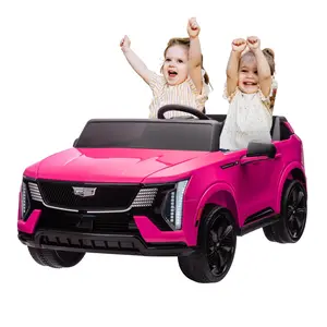 24V 2 Seater Kids Ride On Car Licensed Cadillac Electric Car Toy for Toddlers Battery Powered Ride On Truck with 2.4G Remote Control, Spring Suspension,Music,LED Lights,Pink