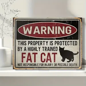 [Funny Canvas Art] Funny Canvas Painting, 1pc Unframed Creative Wall Art |2D Flat, No Frame, Property Protected by a Fat Cat Warning