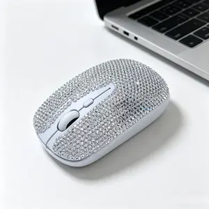 Diamond-studded wireless mouse, silent, personalized for laptops, trendy for girls, suitable for all desktop computers
