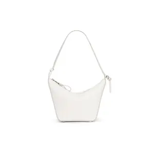 LOEWE Hammock Hobo Bag in White Leather with Embossed Puzzle Zipper Closure for Women