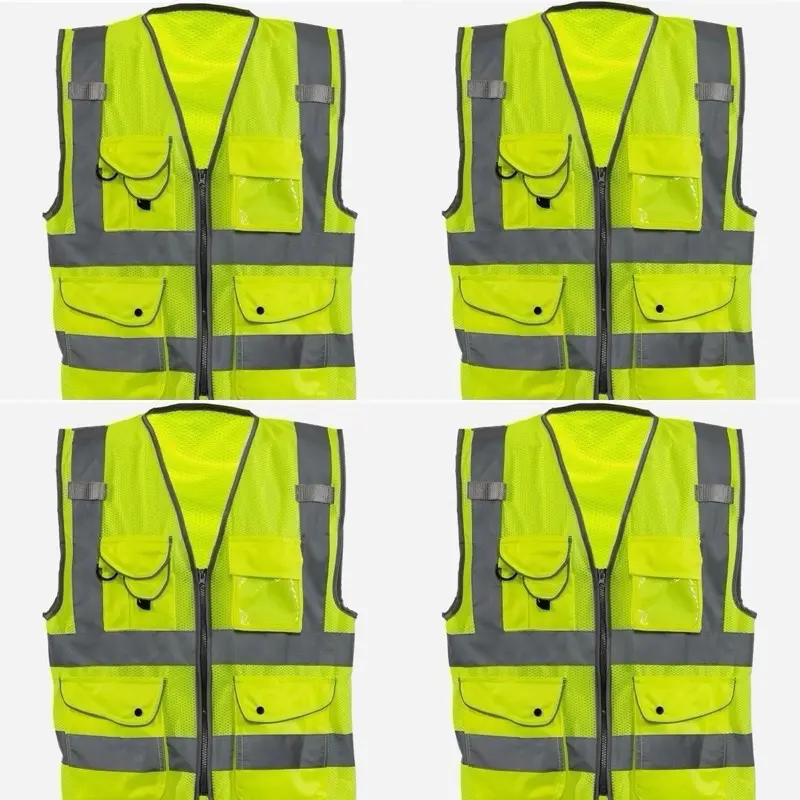 4-pack 54066A Neiko High Visibility Safety Vest ANSI Class 2, 9 Pockets, 5X-Large