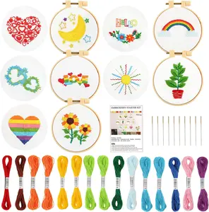 10 PCS Cross Stitch Kits for Beginners, Embroidery Beginner Kits for Kids 7-13, Include Instructions, Cross Stitch Kits with Pattern, Needlepoint Kits for Embroidery Projects