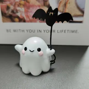An original style Halloween ghost and bat statue, Western Figurine, resin desktop decoration, Ornaments, horror office home decoration, Sculpture, art craft, suitable for party and housewarming gift