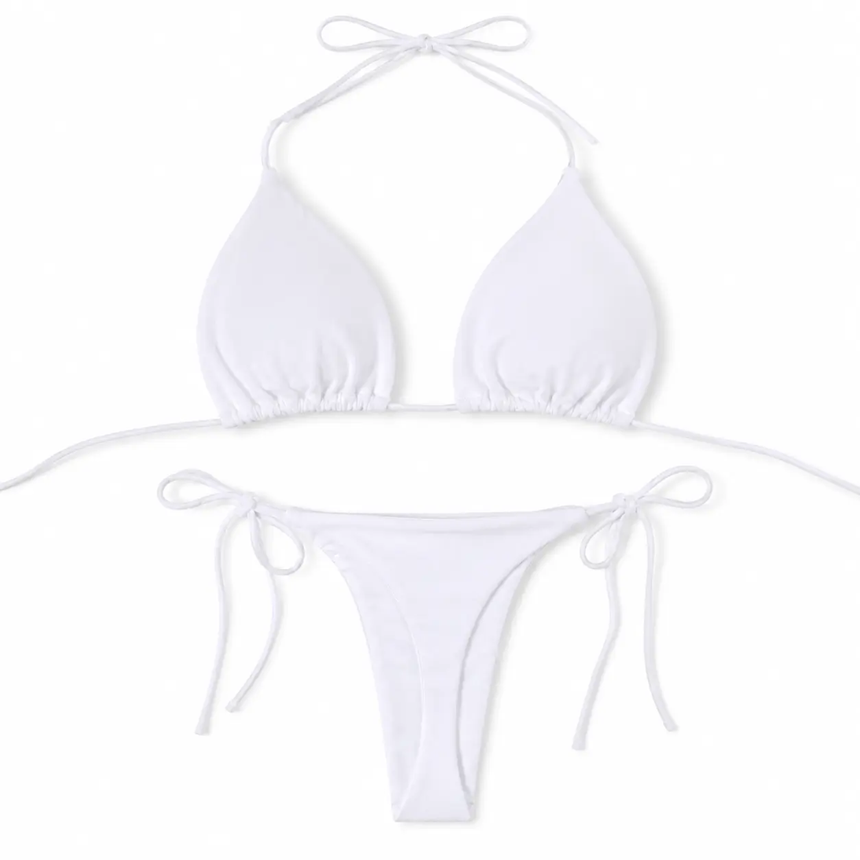 Women's Triangle Bikini Set, Solid High-Leg Cheeky 2-Piece Swimsuit, Adjustable Quick-Dry Stretch Polyester for Beach Vacation, Two Piece