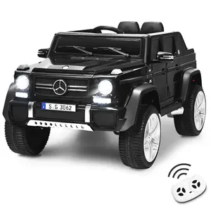 Costway Licensed Mercedes Benz Ride on Truck Car w/ Remote Control, 12V Battery Powered Electric Vehicle for Kids Boy Girl, LED Lights, Music, Suspension System