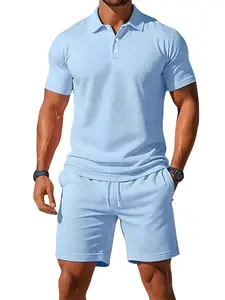 Men's Summer Polo Shirt and Shorts Set, Breathable Mesh Material, Ideal for Beach Vacations, Golf, and Casual Wear, Essential Summer