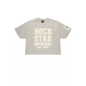 Yulian Grey Boxy Crop Rhinestone T-Shirt