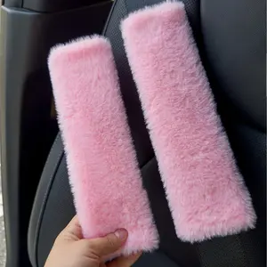 Car Seat Belt Shoulder Pad, 2 Counts Winter Plush Anti Pinch Marks Car Seat Belt Cover, Universal Car Interior Decoration Accessories