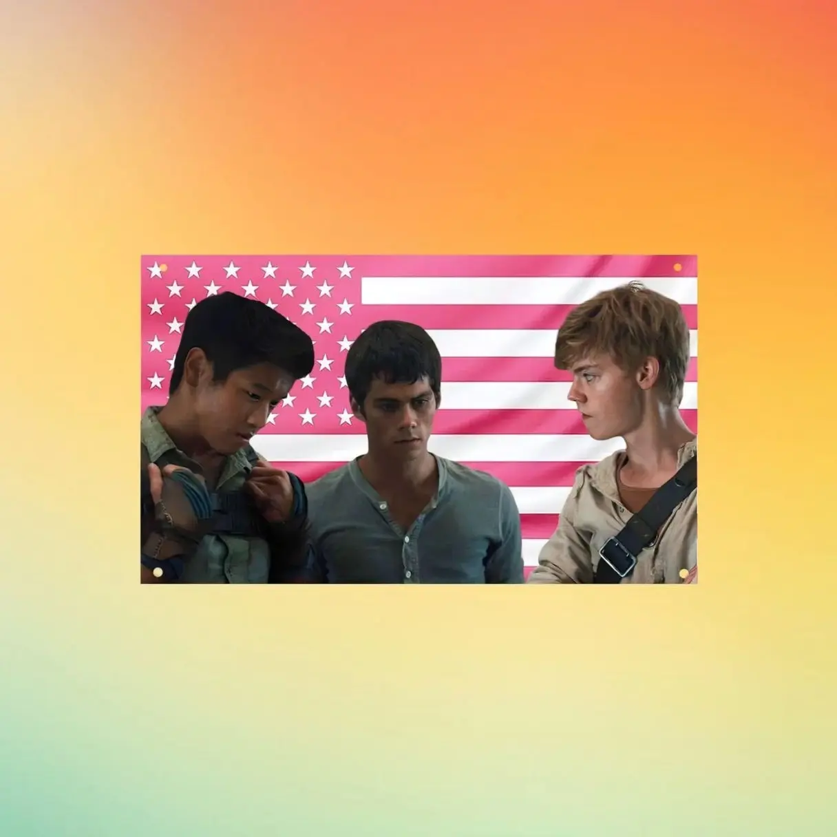 Maze Runner Wall Tapestry, Thomas Newt Minho Flag, Pink American Flag Banner, Gladers Movie Decor, Sci-Fi Fan Gift