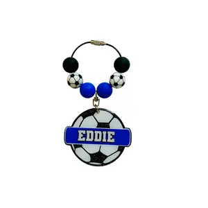 Soccer Ball Ribbon Bag Tag Keychain – Customizable Design with Name & Team Colors, Soccer Gift, Sports Team Accessories, School Spirit Bag Charm -Zipper Pull, Sports Bag Tassel, Bag Charm, Ribbon Keychain