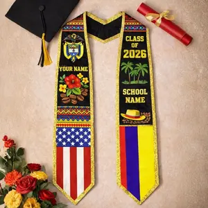 Custom Colombian American Flag Graduation Sash 2026, Colombian Graduation Sash, Colombia Stole, Colombia Graduation Stole, Graduation Gift