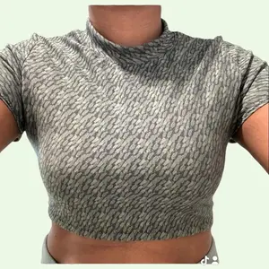 Y2K Fashion Mock Neck Crop Top with Cap Sleeves in Dark Green Pattern - Lightweight, Comfortable, Versatile for All Seasons - Breathable, Casual Fabric Womenswear Chic Elegance