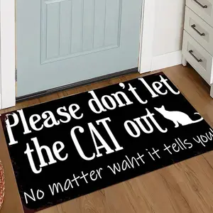 Cat Out Themed Door Mat, 1 Count Creative Entrance Door Mat, Home Decor Indoor Floor Mat, Photography Prop, Outdoor Decor, Animal Printed Rug