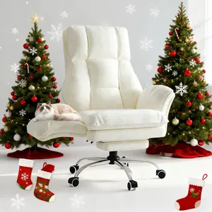 【New Year Sale】Office Chair Ergonomic Desk Chair, Super Soft Plush Teddy Velvet Home Office Chair,  Back Adjustable Lumbar Support Flip-up Arms Executive Task Chair for Men/Women