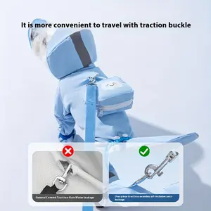 [Raincoat |   Reflective] Reflective Dog Jacket |   Puppy Raincoat And Rainboots Set with Detachable Tail Full Coverage |   D-Ring Dog Raincoat with Rainboots Set for Small to Medium Breeds