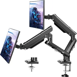 Mount for 2 Monitors up to 32 inches, Height Adjustable Gas Spring Double Monitor Stand, Two Monitor Desk Mount Holder, Each Monitor Arm Holds Max 22lbs, VESA Mount, Black, Freelift Pro