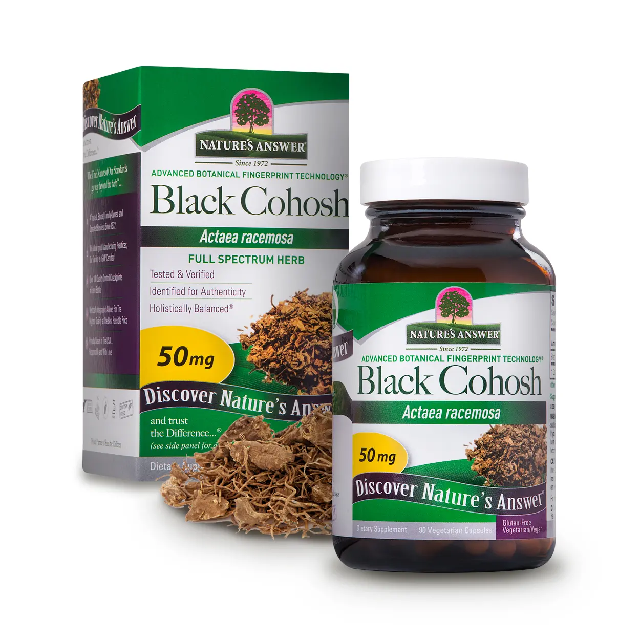 Natures Answer Black Cohosh Root Powder 50mg 90 Vegetarian Capsules | Menopausal Support | Hot Flash Relief | Promotion of Fertility | Vegan | Single Count