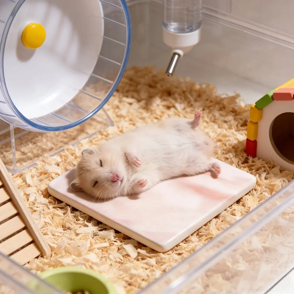 Hamster-Specific Cooling Pad, Chew-Proof and Tip-Resistant, Easy to Clean, Summer Cooling Mat, Small Pet Cage Decoration Accessory, Hamster Cage Habitat, Enclosure, Hamster Cage Accessories