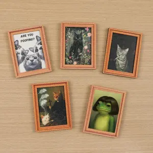 1pc Funny Cat And Frog Magnet, Cute Decorative Fridge Magnet, Kitchen Fridge Decoration, Durable Wood Construction Magnet For Refrigerator, Refrigerator Decorating Magnet