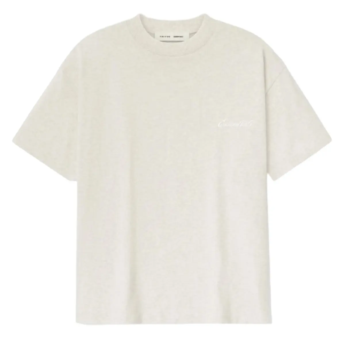 Fear of God Essentials Embroidered Classic Short Sleeve Tee Oatmeal Heather Men's Fashion T-shirt New