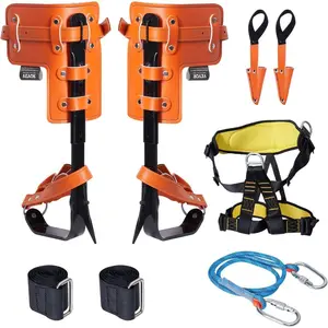 VEVOR Tree Climbing Spikes Set, 1 Pair Height - Adjustable Climbing Spurs with Security Harness and Utility Rope, 350lbs Load Capacity Tree Climbing Gear, Arborist Equipment for Climbers, Fruit PickingVEVOR Super Brand Day