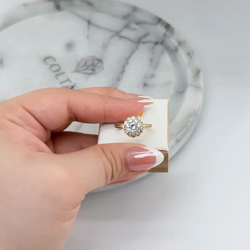 14K Gold Plated Sparkling Round Diamond Ring for Women (ONLY SIZE 6)