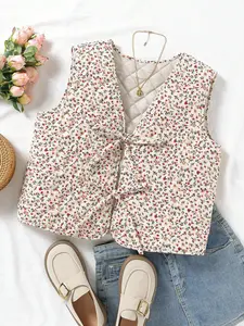 A women's patterned vest with elegant temperament and fashionable commuting style, sleeveless clothes, suitable for parties, indoor and outdoor wear