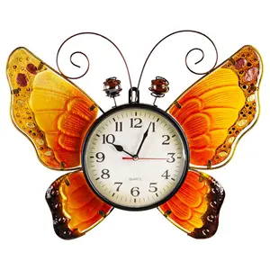 Evergreen Metal and Glass Shaped Wall Clock, Butterfly Evergreen Metal and Glass Shaped Wall Clock, Butterfly