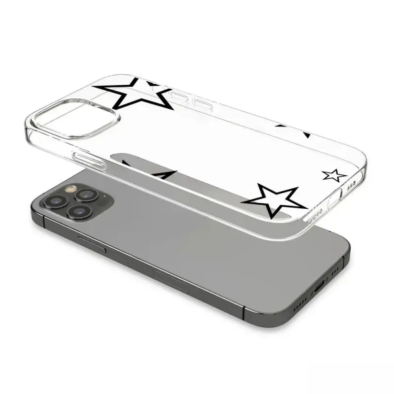 Star Pattern Transparent TPU Cellphone Case - Trendy Shockproof Protector Cover for iPhone 1-17 Series (Standard, Pro, Pro Max), Flexible Premium, Scratch-Resistant, Lightweight Durable Handheld Device Accessories fashionable protective